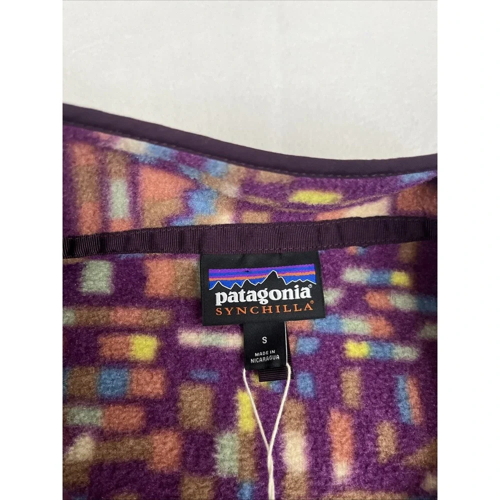 Patagonia Synchilla Snap-T Night Plum Patchwork Fleece Pullover 25455 Small